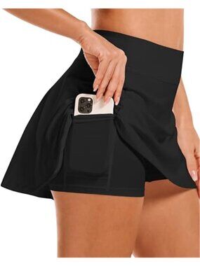 Womens Tennis Skirt With Shorts High Waist Athletic Skort Pockets Activewear